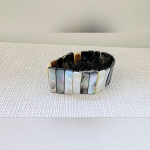 Brand New Stretch Bracelet - Black & Iridescent Tiles - Gift Idea!